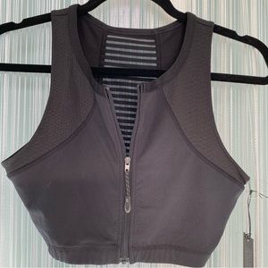 Black Sheer Activewear Zipper Sports Bra Top NWT Size M